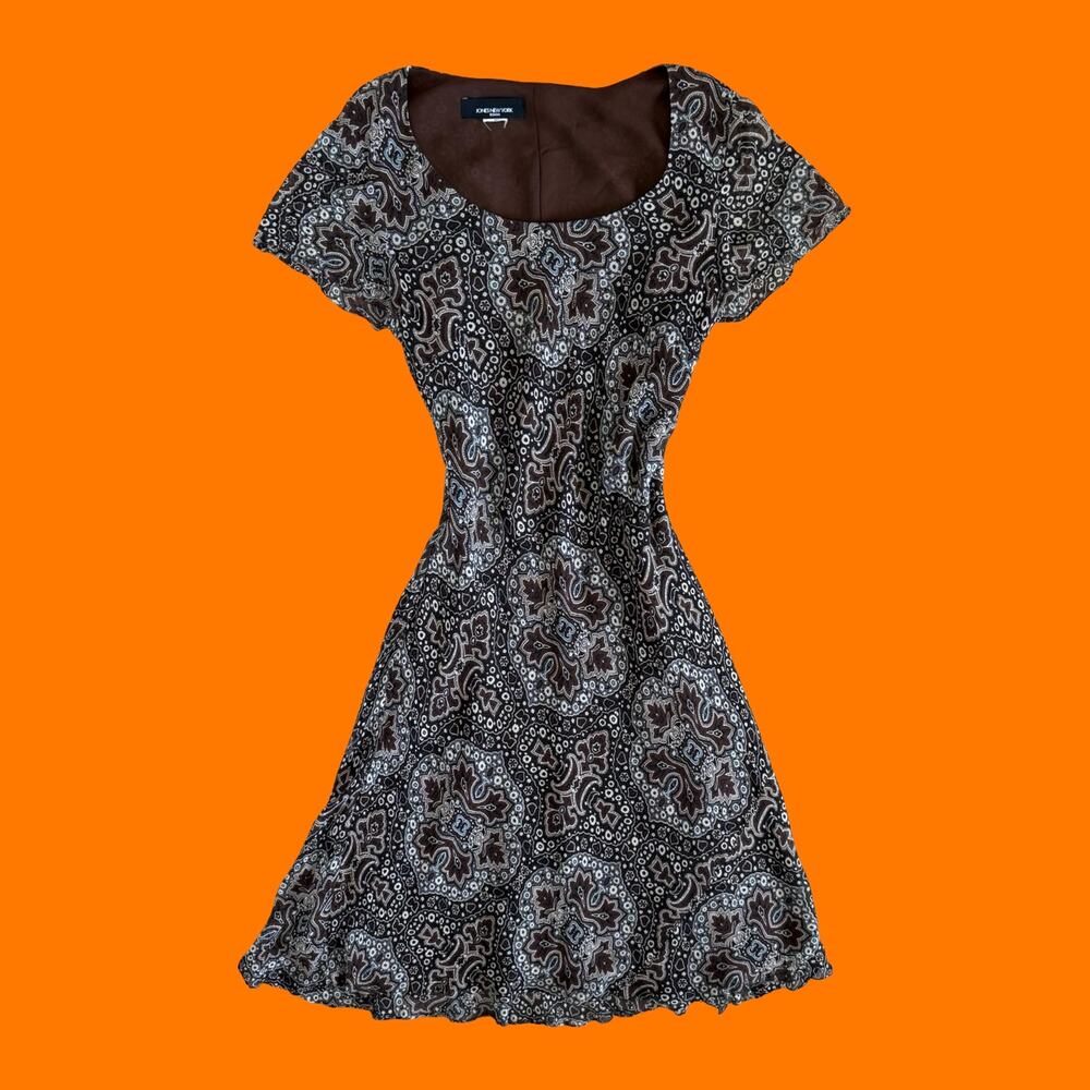 00's vintage earthy boho 100% silk chiffon y2k dress MEDIUM jones New York